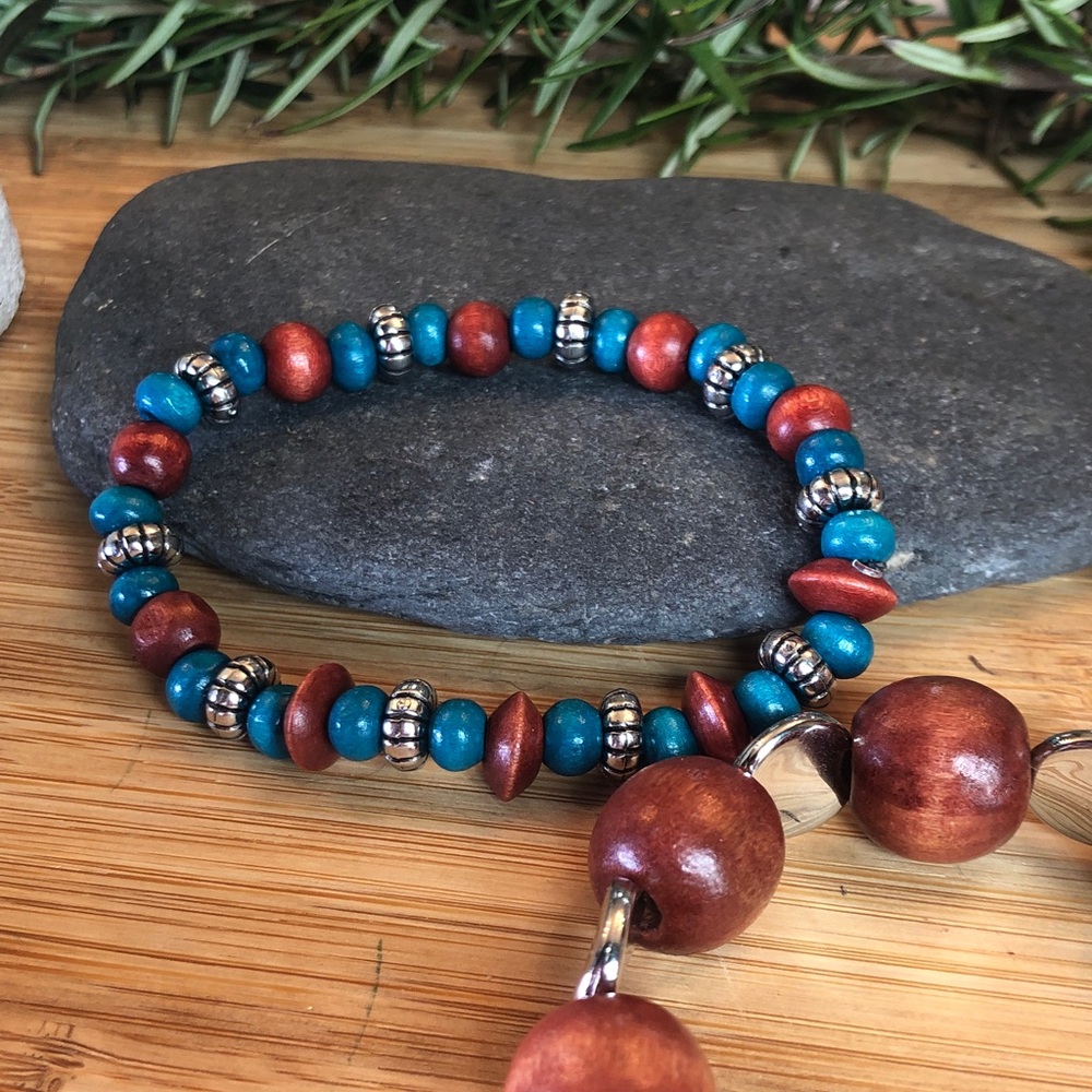 2 Piece Chunky Boho Beaded Stretch Bracelets - Picture 2 of 5